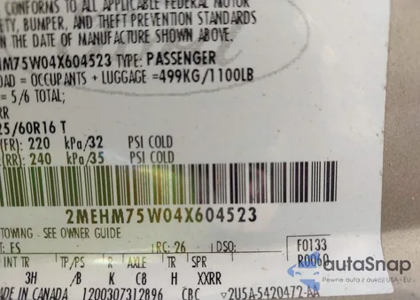 2004 Mercury Grand Marquis Ls from USA, damaged, VIN 2MEHM75W04X604523